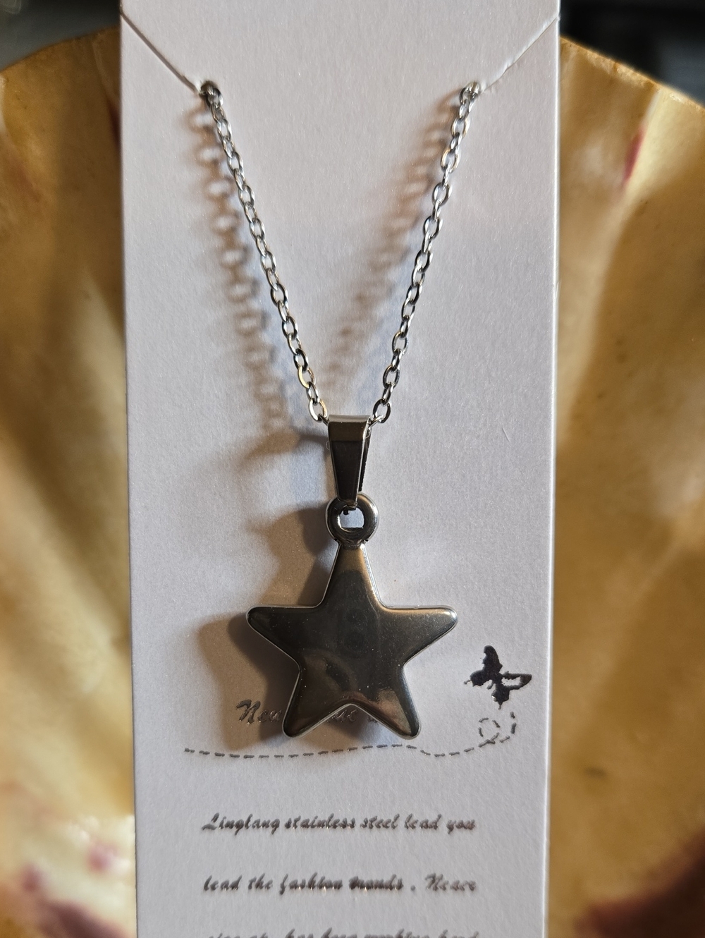 Stainless Steel Star Pendant Necklace - Silver 18inch